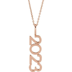 14K Gold, 27.57x7.97 mm Vertical Necklace - Elegant Commemoration