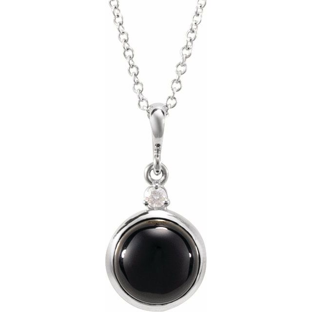 1/100 CTW Diamond Round Cabochon Bezel-Set Necklace in 14K Gold, Silver & Platinum
