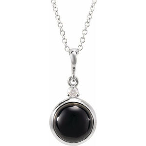 1/100 CTW Diamond Round Cabochon Bezel-Set Necklace in 14K Gold, Silver & Platinum