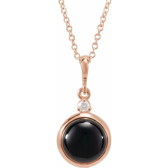 1/100 CTW Diamond Round Cabochon Bezel-Set Necklace in 14K Gold, Silver & Platinum