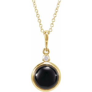 1/100 CTW Diamond Round Cabochon Bezel-Set Necklace in 14K Gold, Silver & Platinum