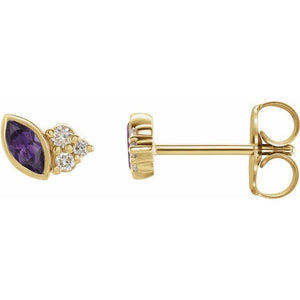 .03 CTW Natural Amethyst and Diamond Earrings in 14K Gold & Silver