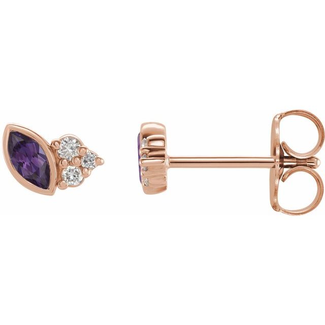 .03 CTW Natural Amethyst and Diamond Earrings in 14K Gold & Silver