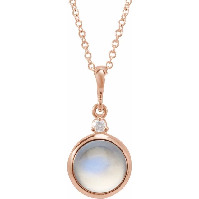 1/100 CTW Diamond Round Cabochon Bezel-Set Necklace in 14K Gold, Silver & Platinum
