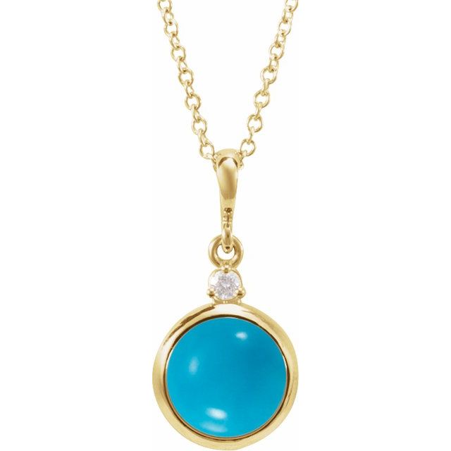 1/100 CTW Diamond Round Cabochon Bezel-Set Necklace in 14K Gold, Silver & Platinum
