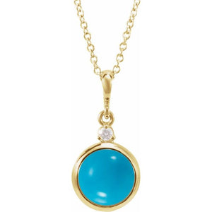 1/100 CTW Diamond Round Cabochon Bezel-Set Necklace in 14K Gold, Silver & Platinum