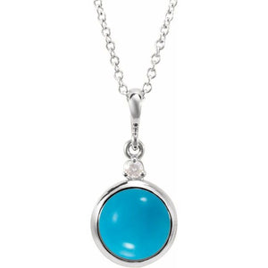 1/100 CTW Diamond Round Cabochon Bezel-Set Necklace in 14K Gold, Silver & Platinum