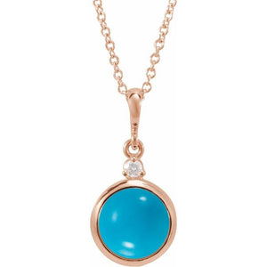 1/100 CTW Diamond Round Cabochon Bezel-Set Necklace in 14K Gold, Silver & Platinum