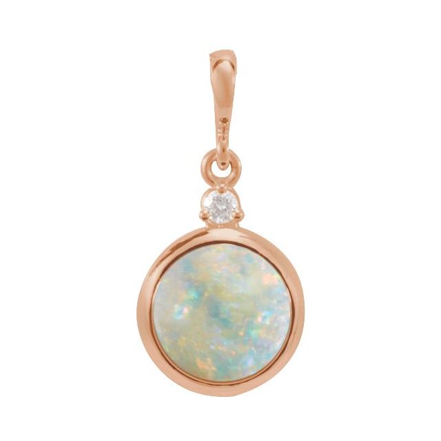Natural Ethiopian Opal & Natural Diamond Bezel-Set Pendant in 14K Gold, Silver & Platinum