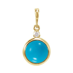 Natural Ethiopian Opal & Natural Diamond Bezel-Set Pendant in 14K Gold, Silver & Platinum