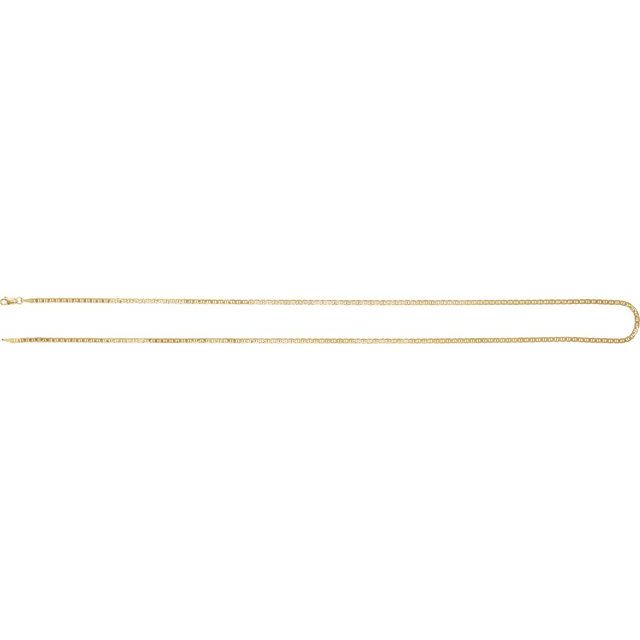 14K Yellow Gold, 2.25 mm Curbed Anchor 7" Chain - Elegant Design