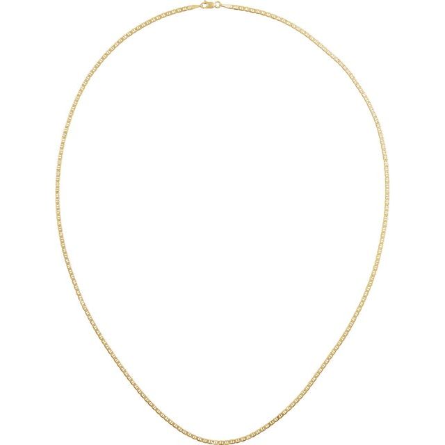 14K Yellow Gold, 2.25 mm Curbed Anchor 7" Chain - Elegant Design