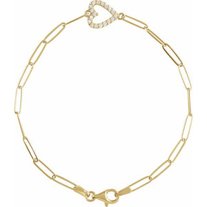 1/8 CTW Natural Diamond Heart Bracelet in 14K Gold