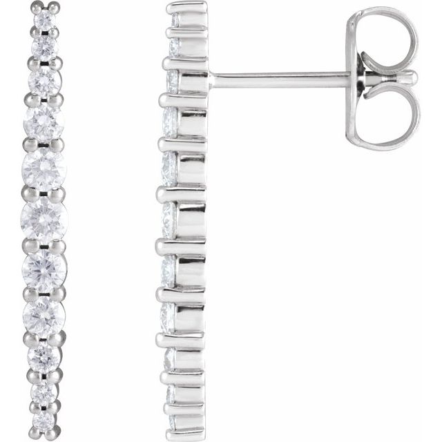 Platinum Natural Diamond Graduated Drop Earrings - Options Available