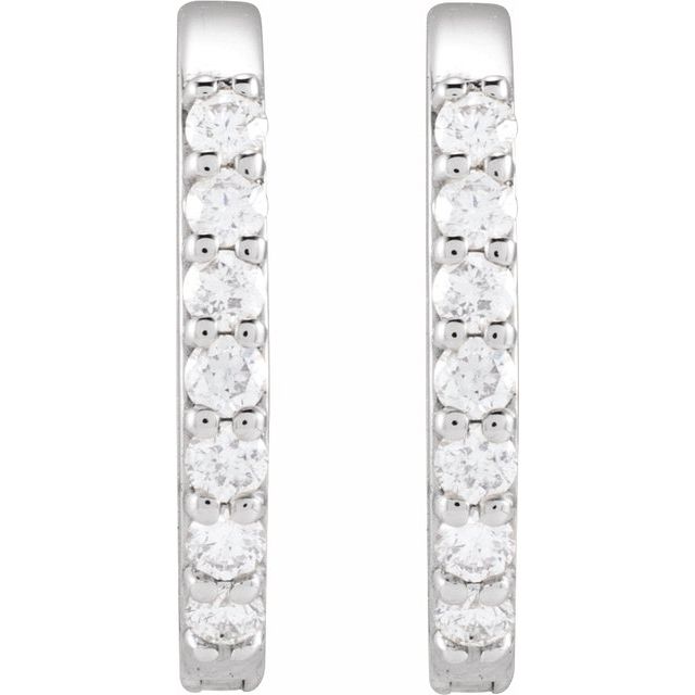 14K White Gold 1/6 CTW Natural Diamond Elongated Hoop Earrings