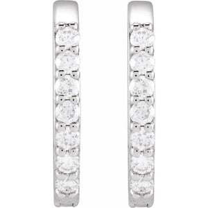 14K White Gold 1/6 CTW Natural Diamond Elongated Hoop Earrings