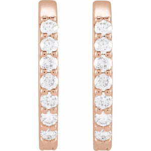 14K White Gold 1/6 CTW Natural Diamond Elongated Hoop Earrings