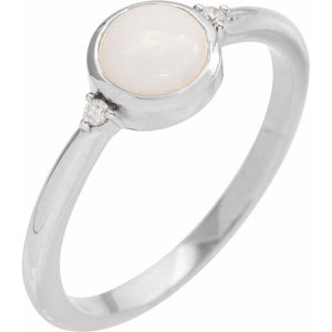 14K Gold Turquoise and Diamond Bezel-Set Cabochon Ring
