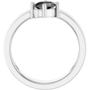 Natural Gray Spinel Asymmetric Solitaire Ring