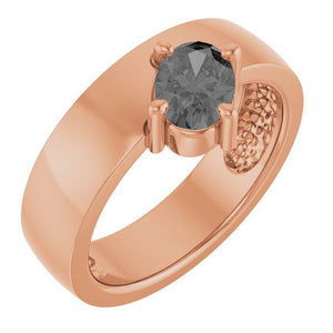 Natural Gray Spinel Asymmetric Solitaire Ring in 14K Gold & Silver