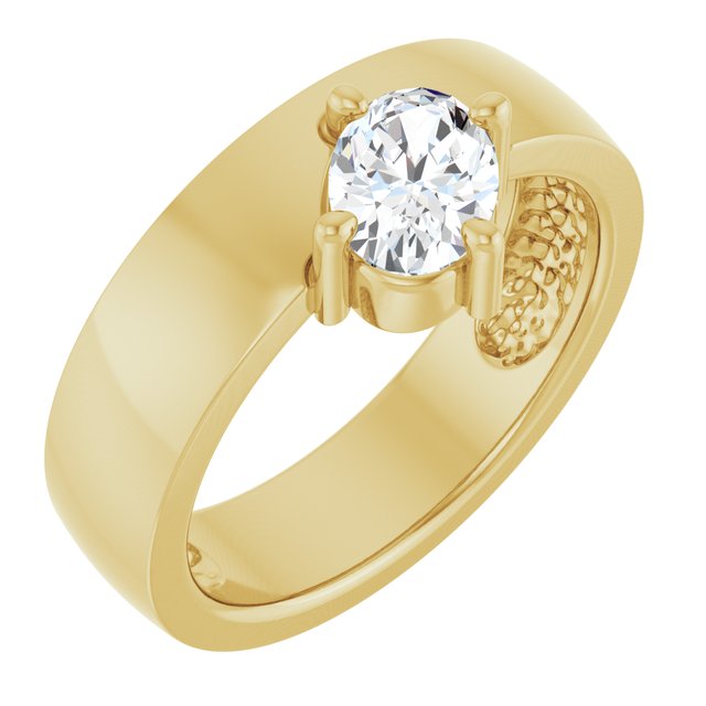 Natural Gray Spinel Asymmetric Solitaire Ring in 14K Gold & Silver