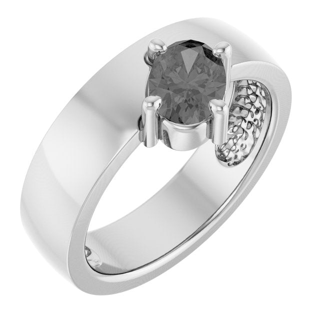 Natural Gray Spinel Asymmetric Solitaire Ring in 14K Gold & Silver