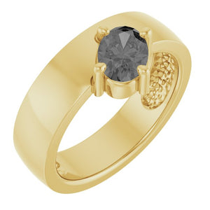 14K Gold Natural Gray Spinel Asymmetric Solitaire Ring - Options Available