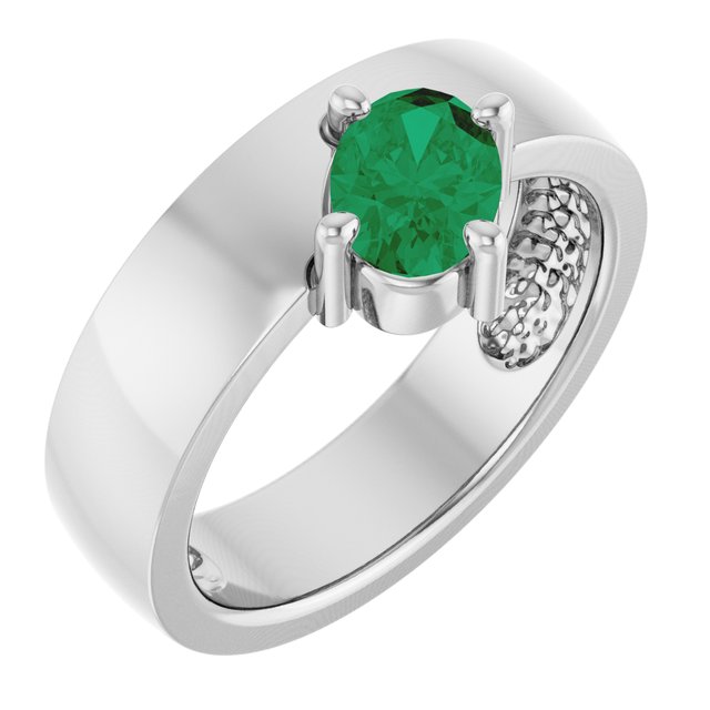 Lab-Grown Emerald & Sapphire Asymmetric Solitaire Rings in 14K Gold & Silver