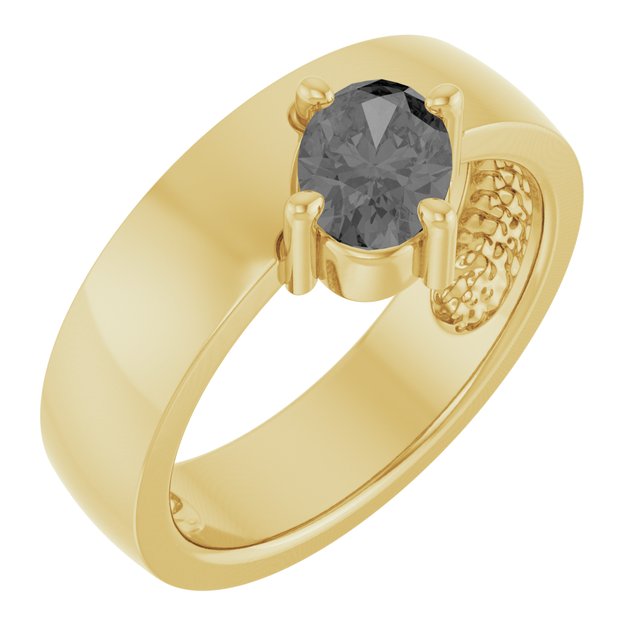Natural Gray Spinel Asymmetric Solitaire Ring in 14K Gold & Silver