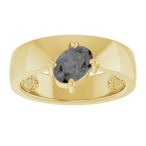 Natural Gray Spinel Asymmetric Solitaire Ring