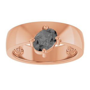 14K Gold Natural Gray Spinel Asymmetric Solitaire Ring - Options Available