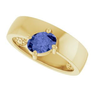 Natural Gray Spinel Asymmetric Solitaire Ring in 14K Gold & Silver