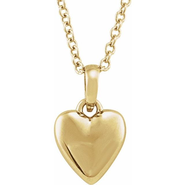 14K Gold Puffed Heart Pendant