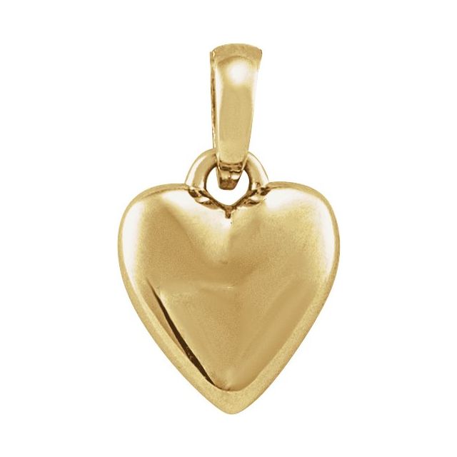 14K Gold Puffed Heart Pendant