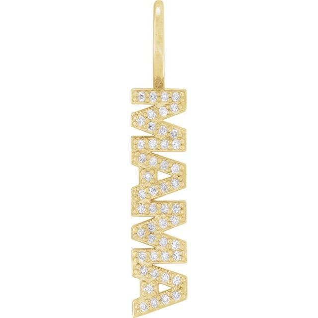 14K Gold Natural Diamond Mama Charm Pendant