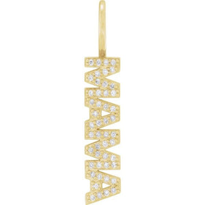 14K Gold Natural Diamond Mama Charm Pendant