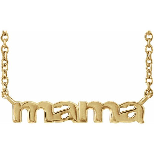 Petite Mama Necklace in 14K Gold & Platinum