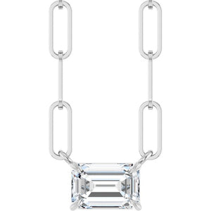 14K Gold Natural White Sapphire Solitaire Claw Prong Necklace