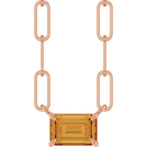 14K Gold Natural White Sapphire Solitaire Claw Prong Necklace