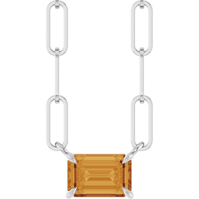 14K Gold Natural White Sapphire Solitaire Claw Prong Necklace