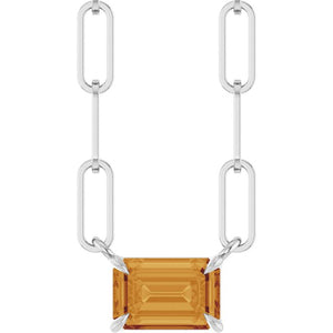 14K Gold Natural White Sapphire Solitaire Claw Prong Necklace