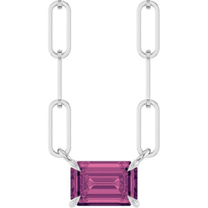 14K Gold Natural White Sapphire Solitaire Claw Prong Necklace