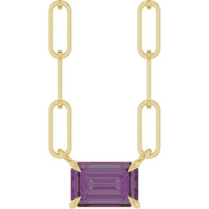14K Gold Natural White Sapphire Solitaire Claw Prong Necklace