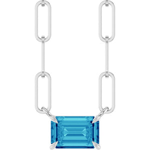 14K Gold Natural White Sapphire Solitaire Claw Prong Necklace