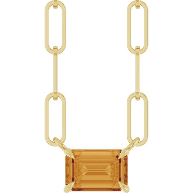 14K Gold Natural White Sapphire Solitaire Claw Prong Necklace