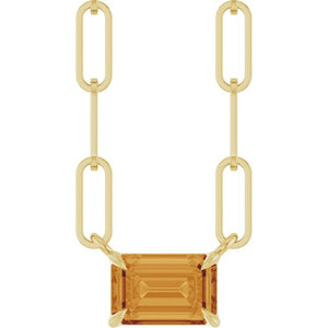 14K Gold Natural White Sapphire Solitaire Claw Prong Necklace