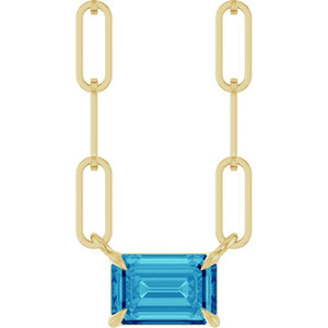 14K Gold Natural White Sapphire Solitaire Claw Prong Necklace