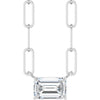 14K White Gold 6x4 mm Natural White Sapphire Solitaire Necklace