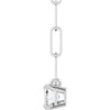 14K White Gold 6x4 mm Natural White Sapphire Solitaire Necklace