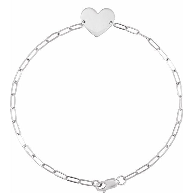 14K Gold Engravable Heart Bracelet